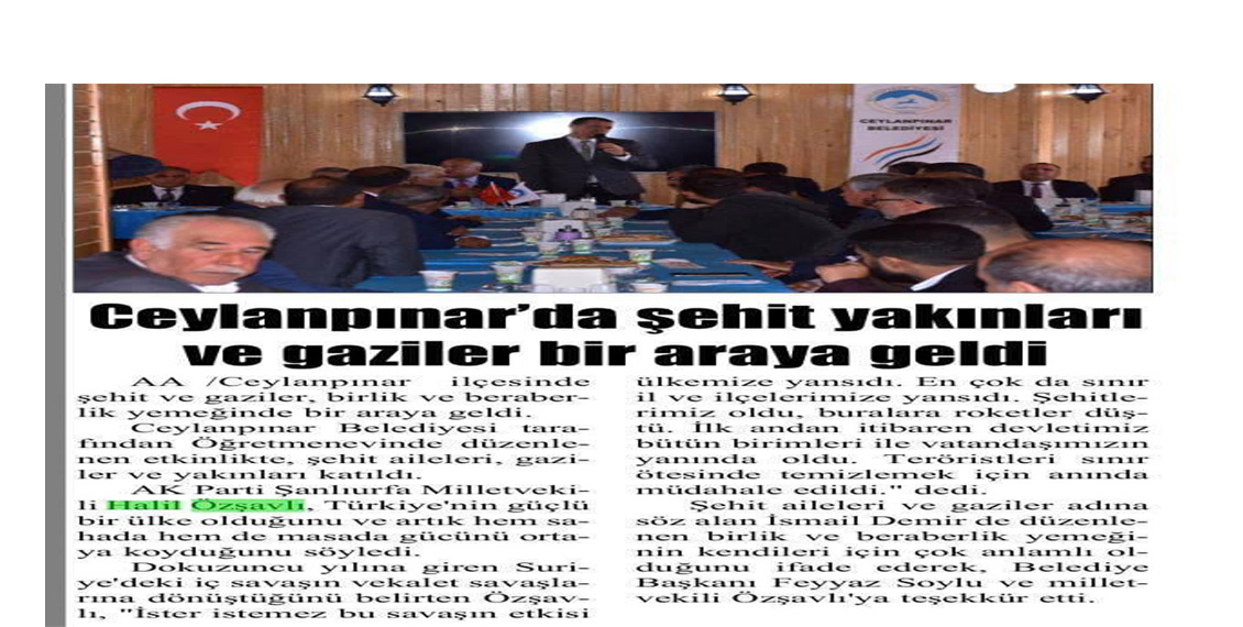 Ceylanpınar’da Şehit Yakınları ve Gaziler Bir Araya Geldi