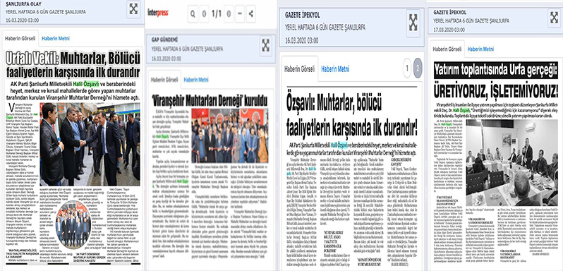 Çalışmalarımıza ilişkin yerel basında çıkan haberler.  ‪